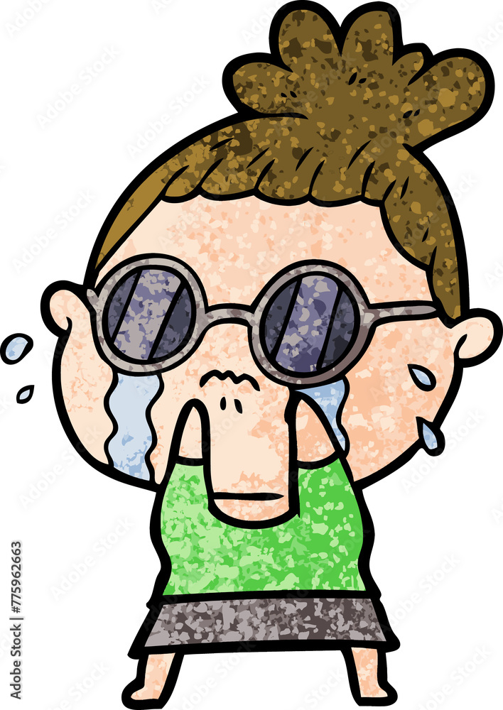 cartoon crying woman wearing sunglasses cartoon crying woman wearing sunglasses