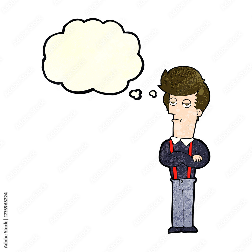 cartoon bored man with thought bubble cartoon bored man with thought bubble