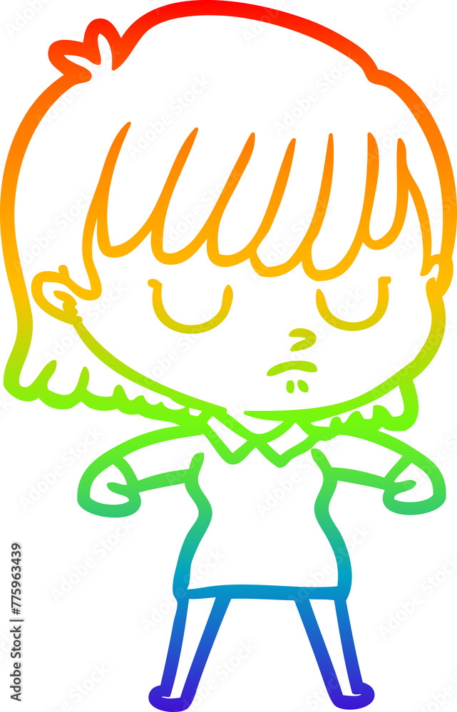 rainbow gradient line drawing of a cartoon woman rainbow gradient line drawing of a cartoon woman