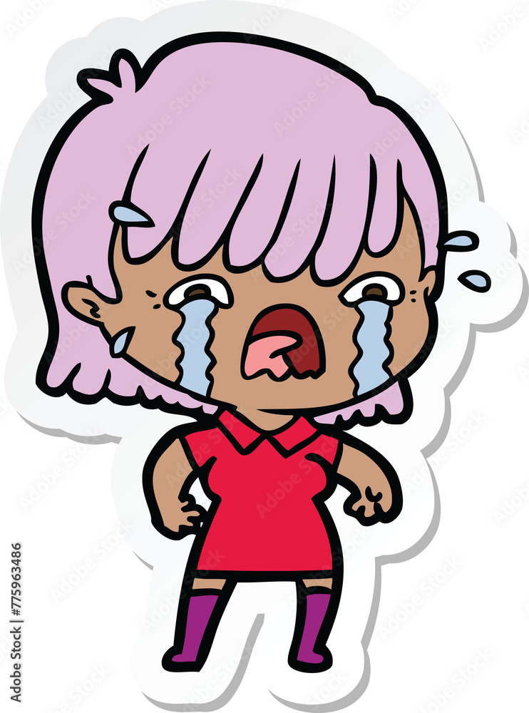 sticker of a cartoon girl crying sticker of a cartoon girl crying