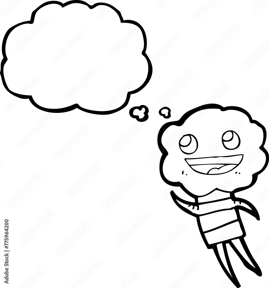 freehand drawn thought bubble cartoon cute cloud head creature freehand drawn thought bubble cartoon cute cloud head creature
