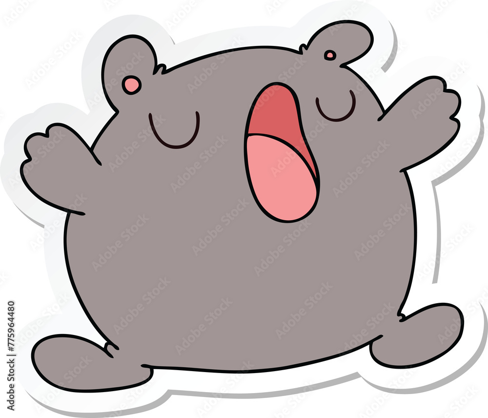 sticker of a quirky hand drawn cartoon singing bear sticker of a quirky hand drawn cartoon singing bear