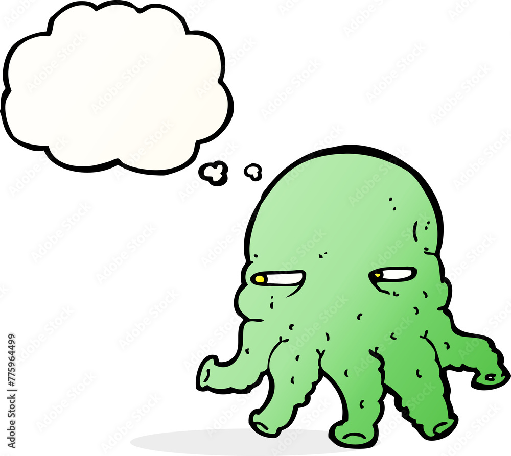 cartoon alien face with thought bubble cartoon alien face with thought bubble