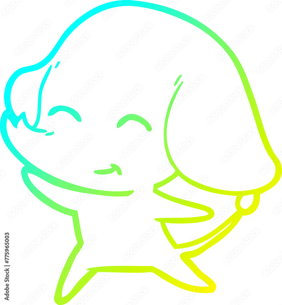 Obraz premium cold gradient line drawing of a cute cartoon elephant