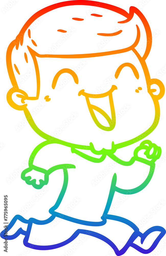 rainbow gradient line drawing of a cartoon happy man rainbow gradient line drawing of a cartoon happy man
