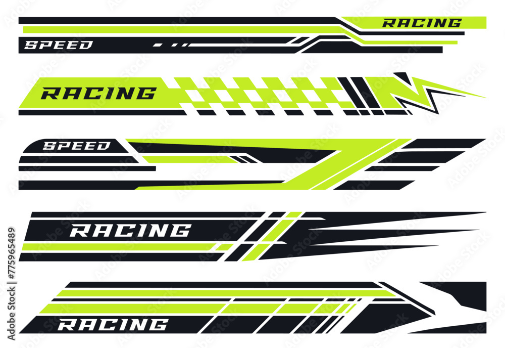 Fototapeta premium Racing sport colorful set stickers