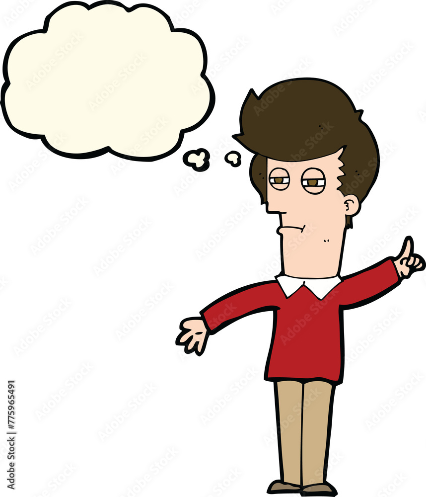 cartoon man narrowing eyes with thought bubble cartoon man narrowing eyes with thought bubble