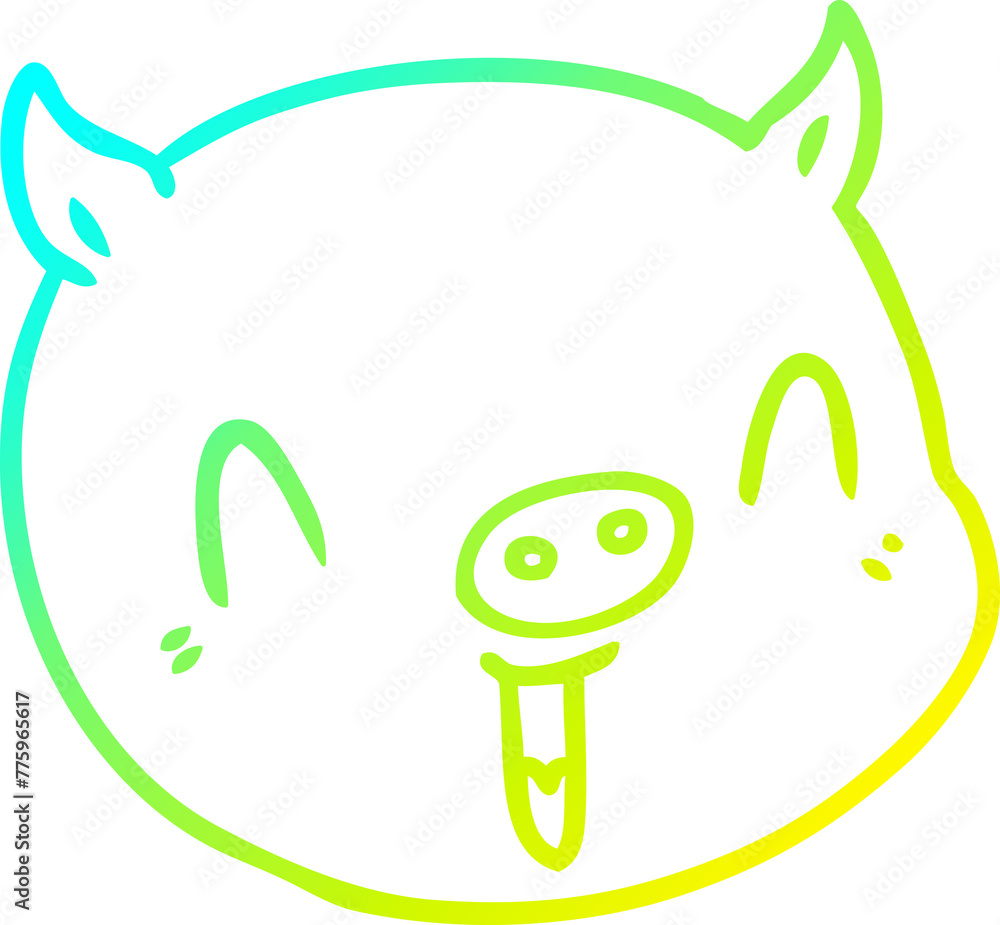 cold gradient line drawing of a cartoon pig face cold gradient line drawing of a cartoon pig face