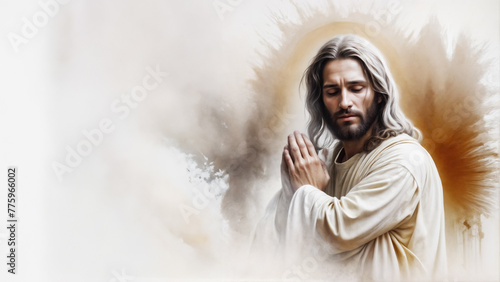 Cristo in preghiera, banner illustrazione photo