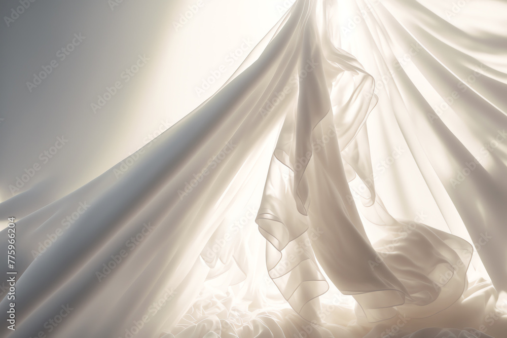 Silk veil white sheer tulle drape fluttering light Silk veil white sheer tulle drape fluttering light