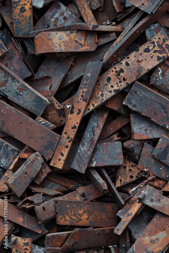 Rusted Metal Strips Pile With Textured Patina
