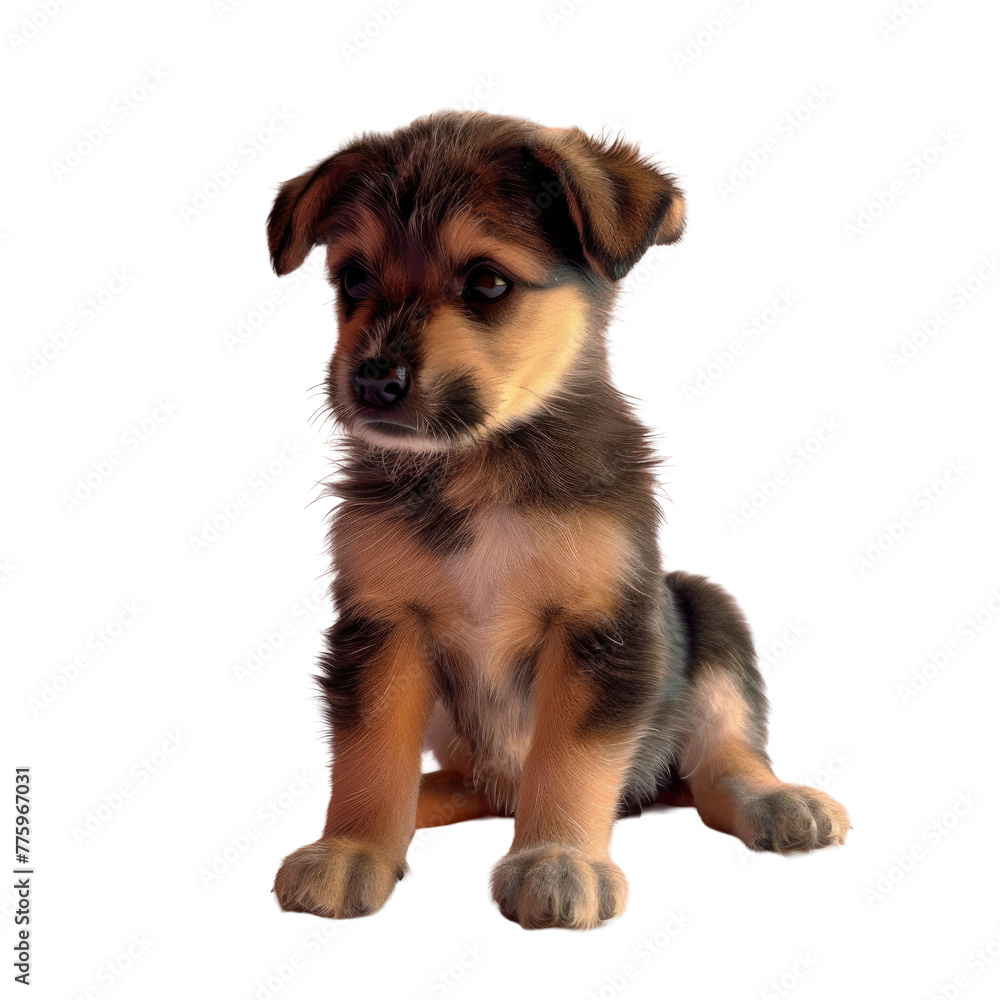Puppy sitting on transparent background with Transparent Background