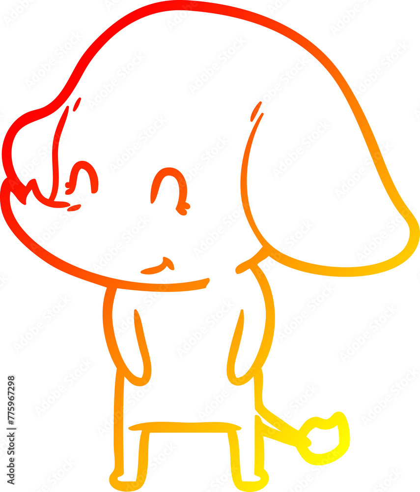 warm gradient line drawing of a cute cartoon elephant warm gradient line drawing of a cute cartoon elephant