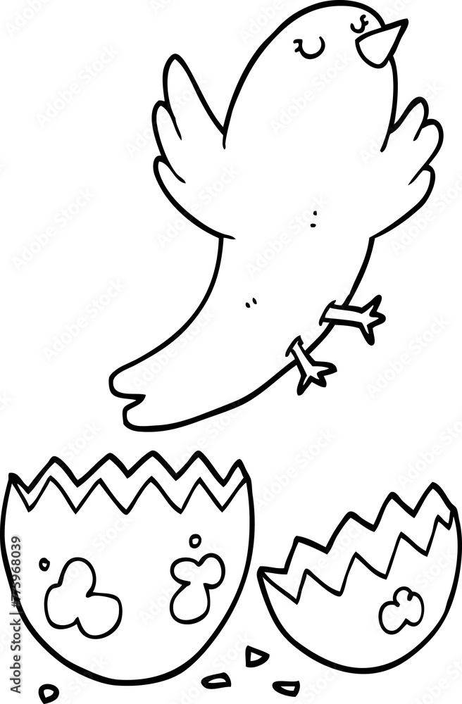 cartoon bird hatching from egg