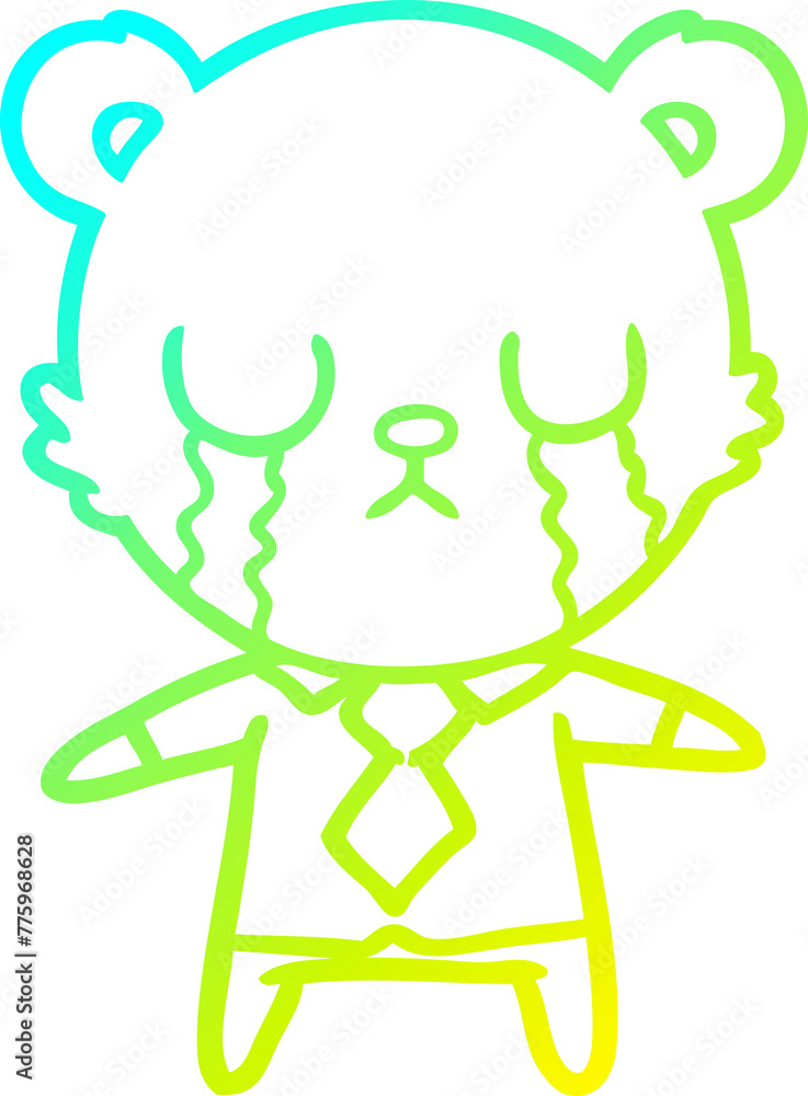 cold gradient line drawing of a crying cartoon bear cold gradient line drawing of a crying cartoon bear