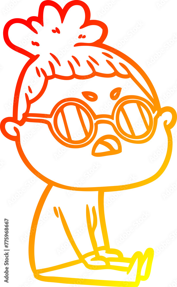 warm gradient line drawing of a cartoon annoyed woman warm gradient line drawing of a cartoon annoyed woman