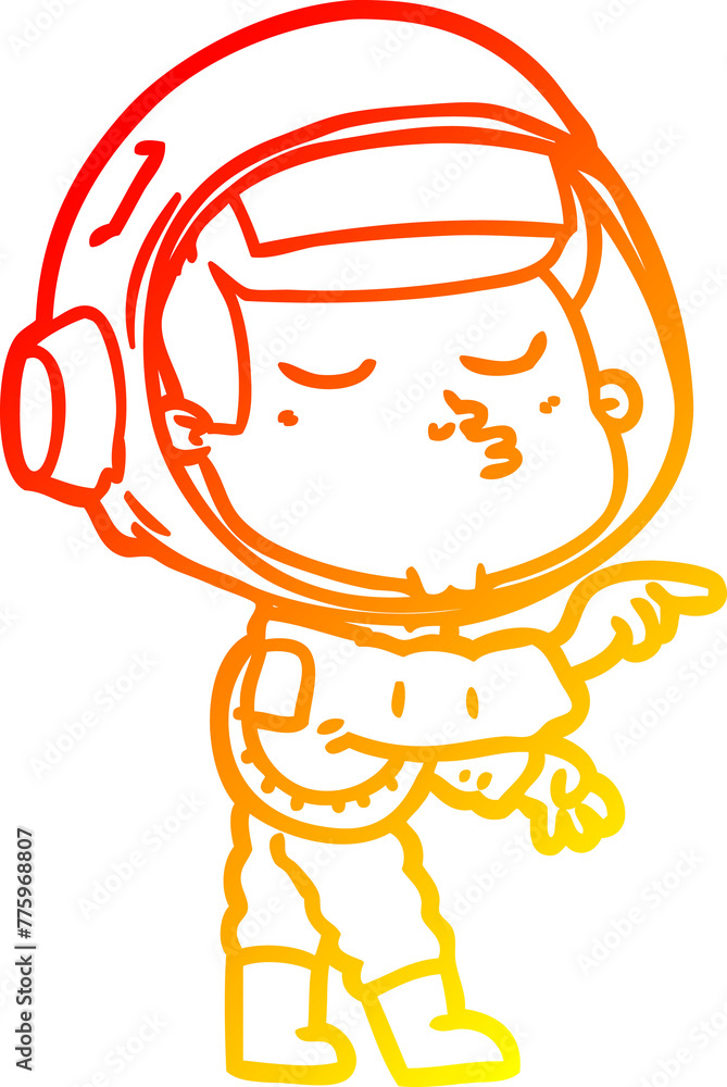 warm gradient line drawing of a cartoon confident astronaut warm gradient line drawing of a cartoon confident astronaut