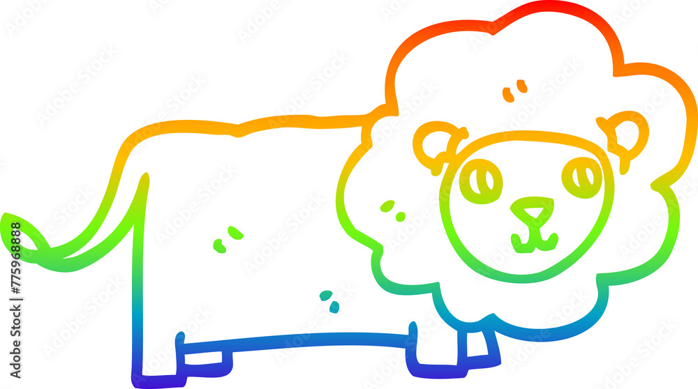 rainbow gradient line drawing of a cartoon lion rainbow gradient line drawing of a cartoon lion