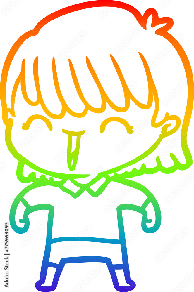 rainbow gradient line drawing of a cartoon woman rainbow gradient line drawing of a cartoon woman