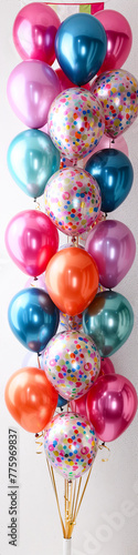 free space on the upper corner for title banner with a colorful balloons