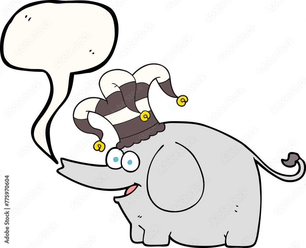 freehand drawn speech bubble cartoon elephant wearing circus hat freehand drawn speech bubble cartoon elephant wearing circus hat