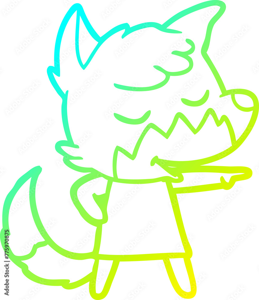 cold gradient line drawing of a friendly cartoon fox girl cold gradient line drawing of a friendly cartoon fox girl
