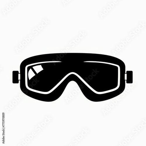 Black ski goggles icon with an adjustable strap, showcased on a white background.