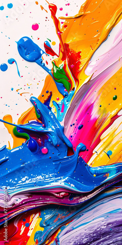 Vibrant and colorful paint splashes creating an abstract pattern photo