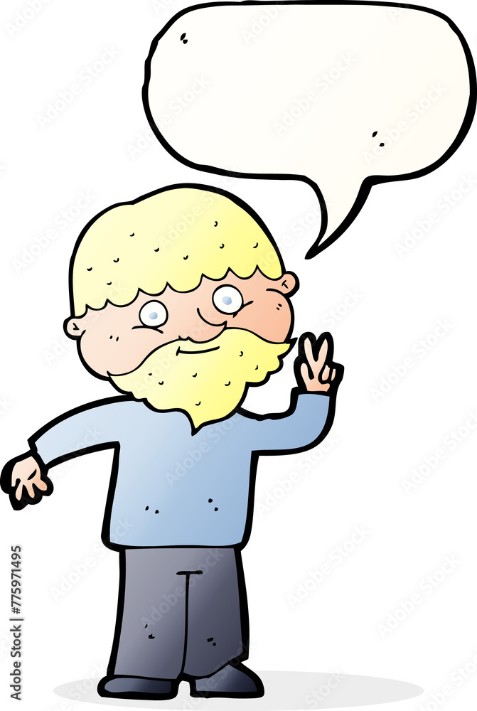 cartoon man giving peace sign with speech bubble cartoon man giving peace sign with speech bubble