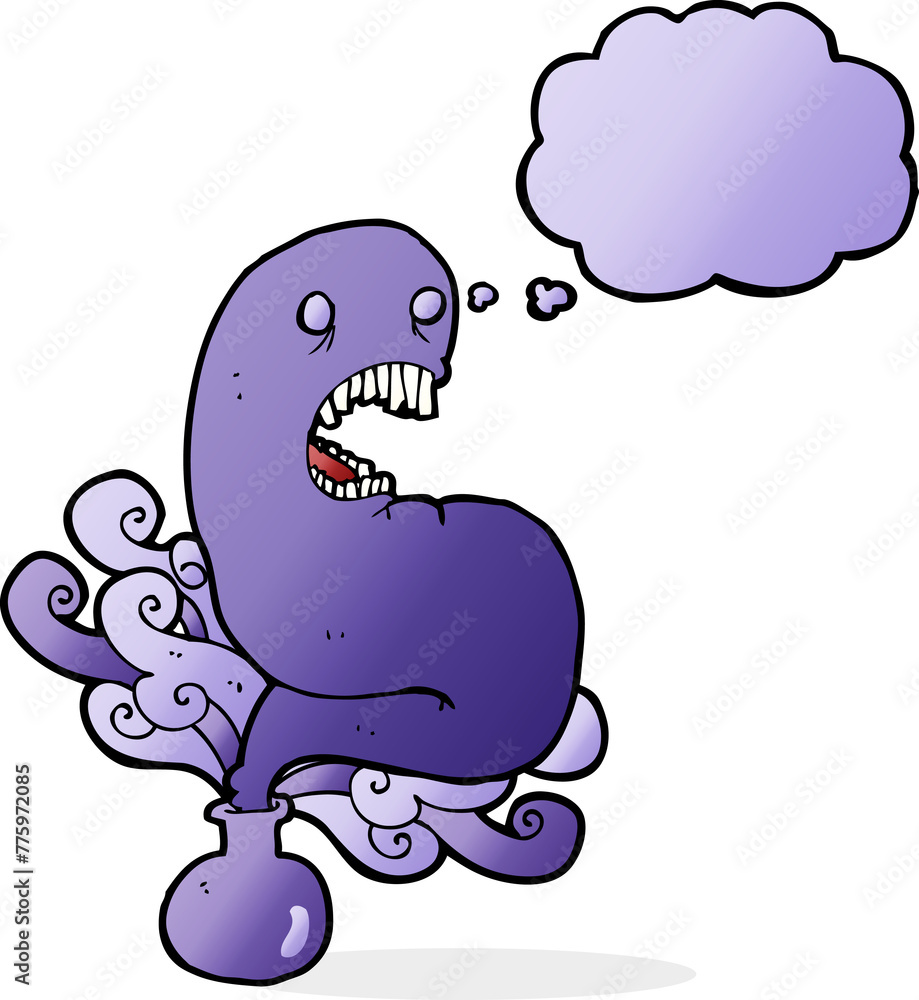 cartoon halloween ghost in bottle with thought bubble cartoon halloween ghost in bottle with thought bubble