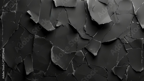 Ripped paper pieces macro on a black abstract minimalist background. Dramatic wallpaper...