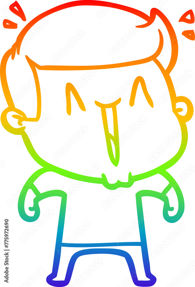 rainbow gradient line drawing of a cartoon excited man rainbow gradient line drawing of a cartoon excited man