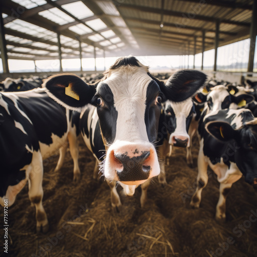 Close-Up Portrait of Modern Farm Cows