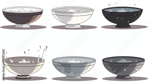 Silver bowl with splash vector set icon 2d flat car