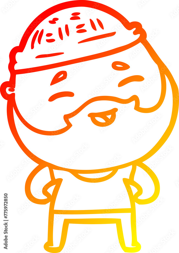 warm gradient line drawing of a cartoon happy bearded man warm gradient line drawing of a cartoon happy bearded man