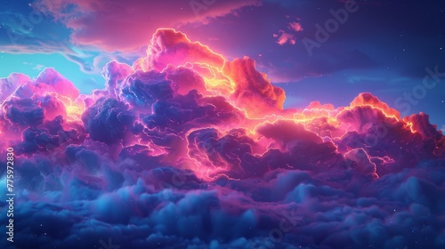 A 3D render of a colorful cloud with glowing neon, symbolizing the power of regeneration