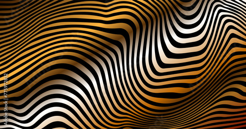 Dazzling golden shiny colored background featuring an adorable wavy line pattern. Shiny visual delight