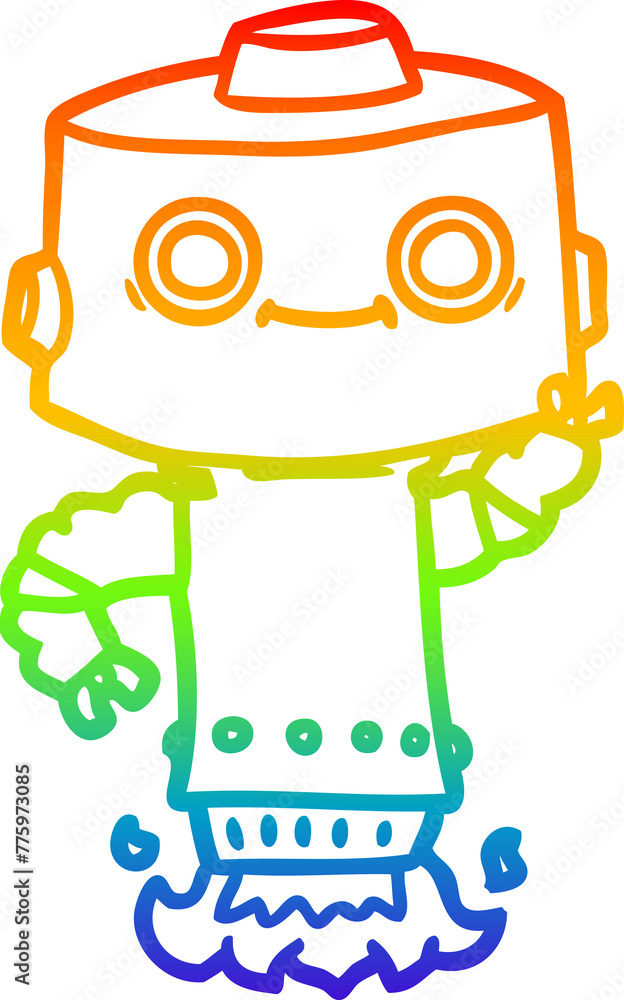 rainbow gradient line drawing of a cartoon robot rainbow gradient line drawing of a cartoon robot