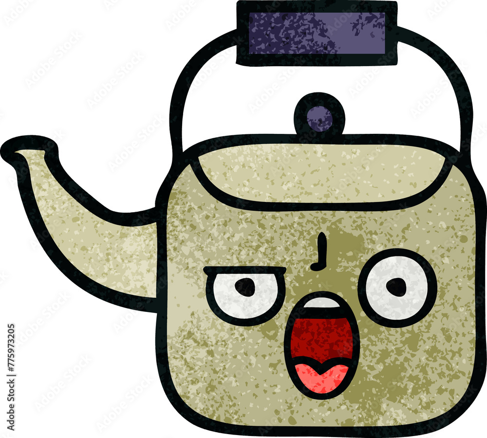 retro grunge texture cartoon of a kettle retro grunge texture cartoon of a kettle