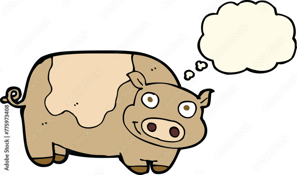 cartoon pig with thought bubble cartoon pig with thought bubble