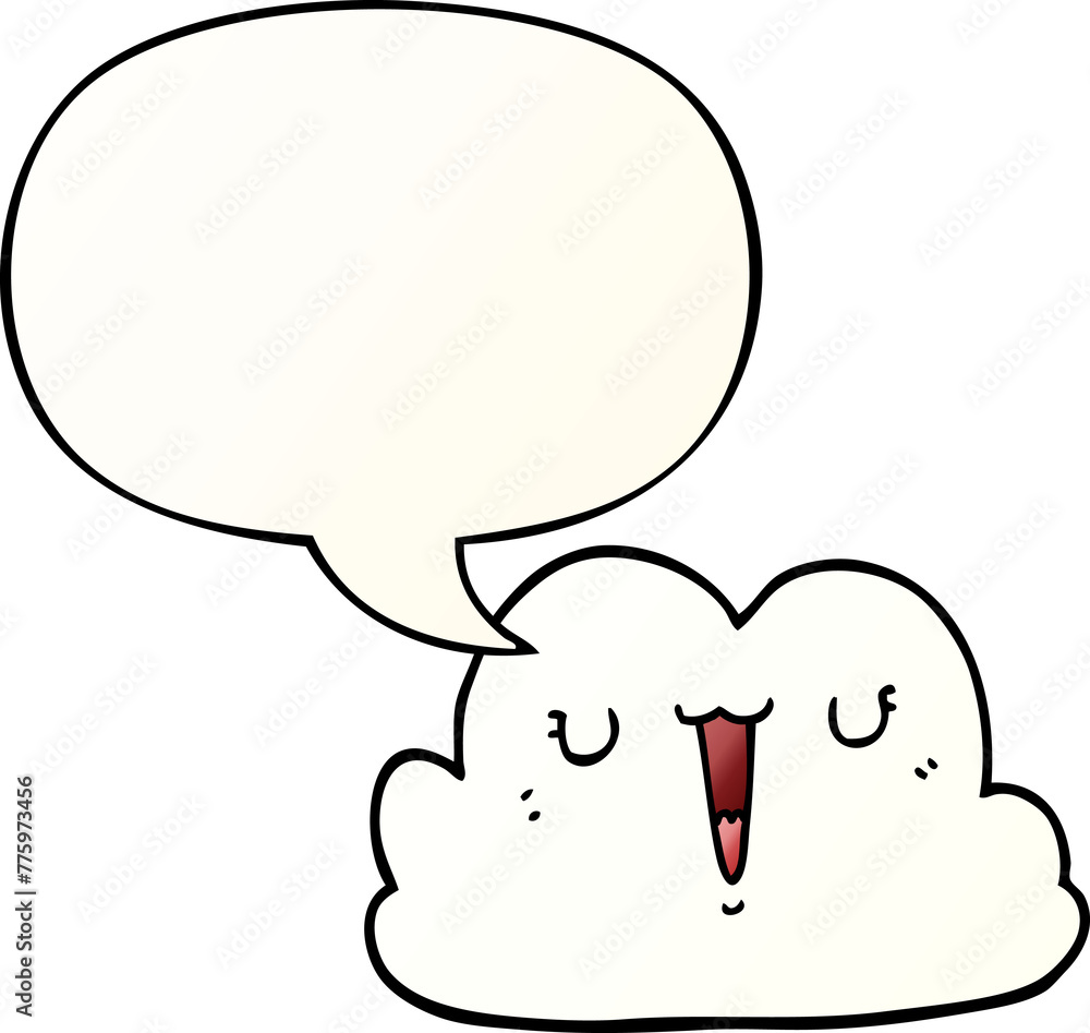 cute cartoon cloud with speech bubble in smooth gradient style cute cartoon cloud with speech bubble in smooth gradient style