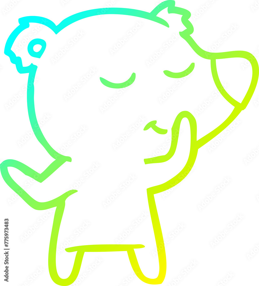cold gradient line drawing of a happy cartoon bear cold gradient line drawing of a happy cartoon bear