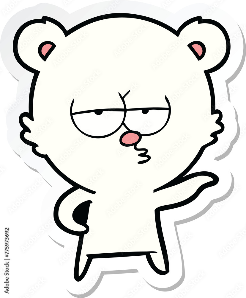 Fototapeta premium sticker of a bored polar bear cartoon