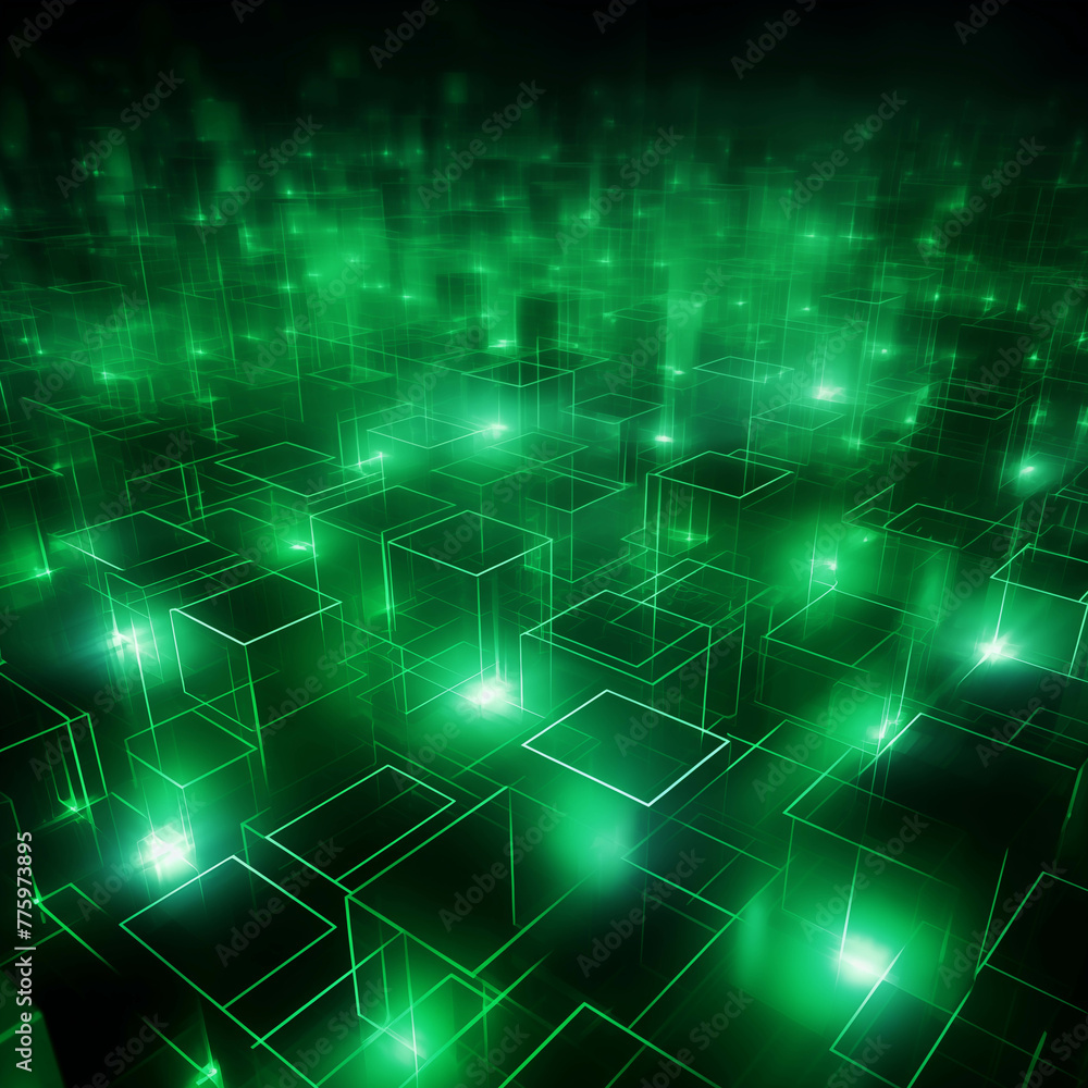 Green digital pattern background image.