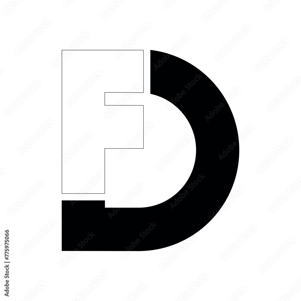 Fototapeta premium FD vector icon element for initial, letter sign template