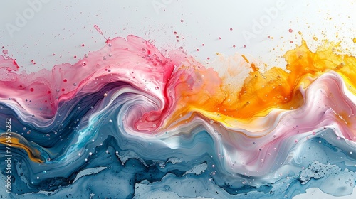 Colorful splashing in the paper. Wet texture background with paint brushes. Picture for creative wallpaper or design art work. Pastel colors tone.