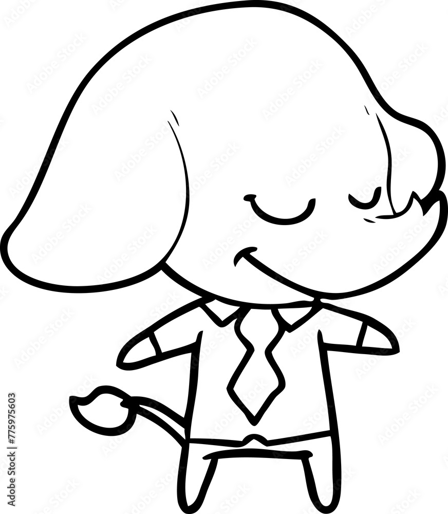Fototapeta premium cartoon smiling elephant manager