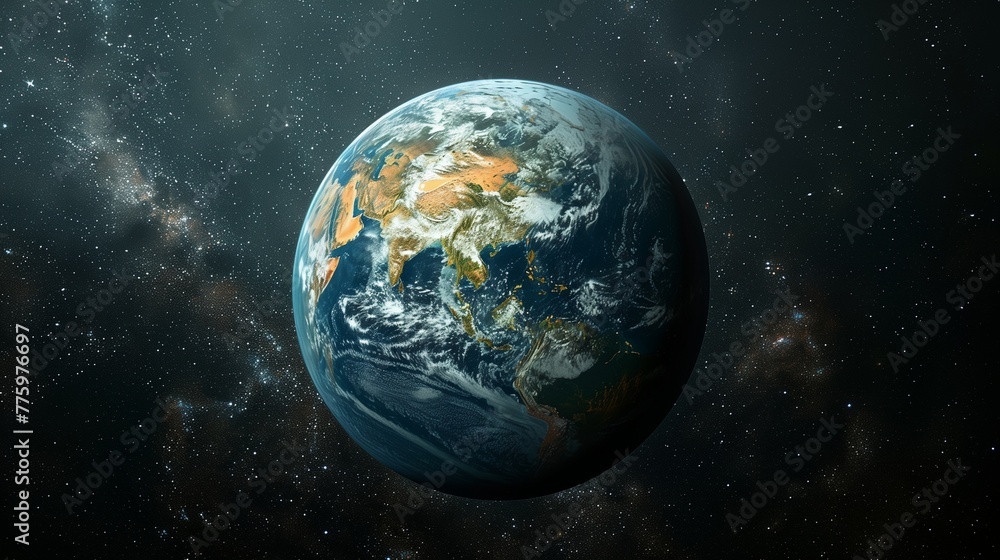 Fototapeta premium Behold the stunning beauty of our home planet, suspended in the infinite expanse of the universe.