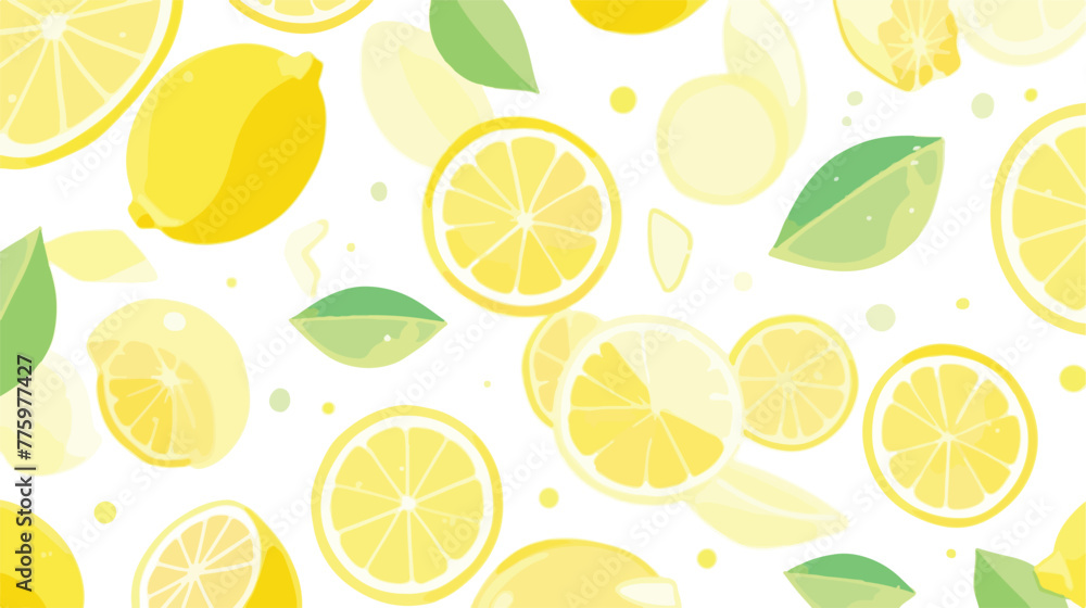 Slice of a lemon pattern Seamless background 2d fla