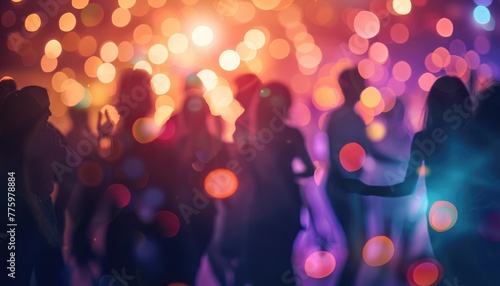 A group of people are dancing and talking at a party by AI generated image